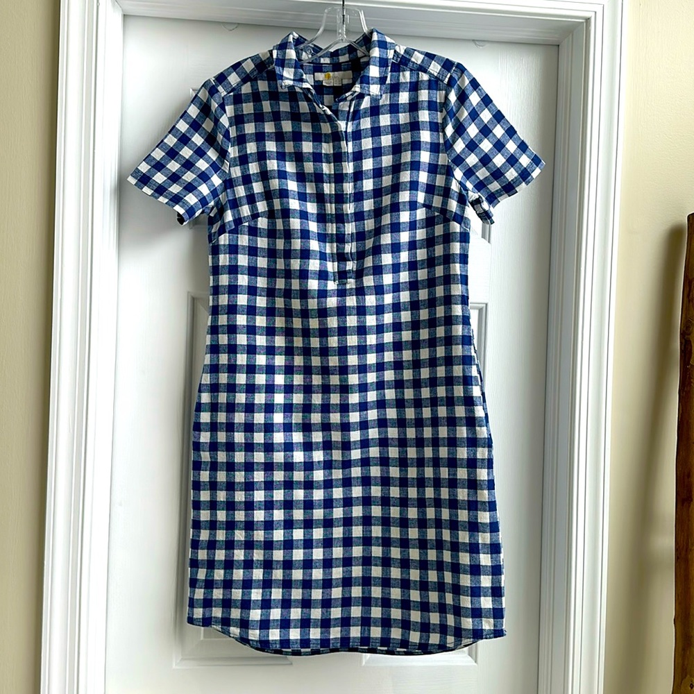 Summer casual dress - navy and white check